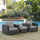 Sojourn 3 Piece Outdoor Patio Sunbrella� Sectional Set