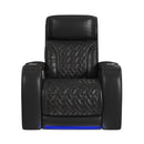 Prime Time P3 Recliner with LED and wireless charger pocket in Jett Black with Red Stitching