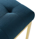 Privy Gold Stainless Steel Upholstered Fabric Dining Accent Chair