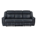 8516BU-3 - Double Reclining Sofa with Center Drop-Down Cup Holders, Magazine bag, Receptacles and USB Ports - Michael's Discount Furniture
