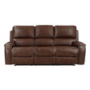 8549BRW-3 - Double Reclining Sofa with Center Drop-Down Cup Holders, Receptacles and USB Ports - Michael's Discount Furniture