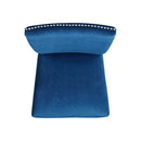 Francesca White Marble Rectangular 5PC Dining Set-Table & Four Blue Velvet Chairs