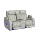 Prime Time P3 3PC Living Room Set with 7 Colors LED in Leather Gel Light Grey-Sofa, Loveseat & Recliner
