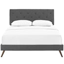 Tarah Queen Fabric Platform Bed with Round Splayed Legs