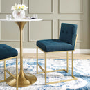 Privy Gold Stainless Steel Upholstered Fabric Counter Stool