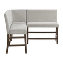 Seneca Counter 3PC Corner Bench with Grey Fabric