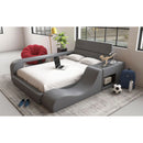 Valari Bed in Grey PU