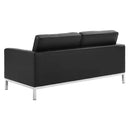 Loft Tufted Upholstered Faux Leather Loveseat and Armchair Set