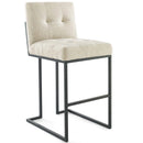 Privy Black Stainless Steel Upholstered Fabric Bar Stool