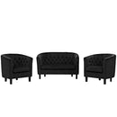 Prospect 3 Piece Performance Velvet Loveseat and Armchair Set