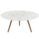 Lippa 36" Round Artificial Marble Coffee Table with Tripod Base