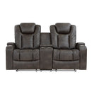 9211BRG-2PWH - Power Double Reclining Love Seat with Center Console, Power Headrests, Storage Arms and Cup Holders - Michael's Discount Furniture