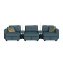Options One 8PC Living Room Set in Palmer Plus Teal with Media Console