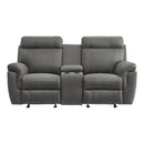 9301GRY-2 - Double Glider Reclining Love Seat with Center Console - Michael's Discount Furniture
