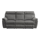 9301GRY-3 - Double Reclining Sofa with Center Drop-Down Cup Holders - Michael's Discount Furniture