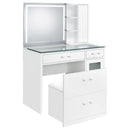 Flora Makeup Vanity Table with LED Mirror and Stool - Michael's Discount Furniture