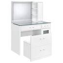 Flora Makeup Vanity Table with LED Mirror and Stool - Michael's Discount Furniture