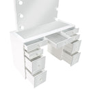 Regina Makeup Vanity Table with LED Mirror and Stool - Michael's Discount Furniture