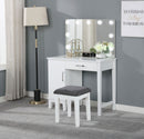 Elijah Makeup Vanity Table with LED Mirror and Stool - Michael's Discount Furniture