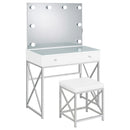 Eliza Makeup Vanity Table with LED Mirror and Stool - Michael's Discount Furniture
