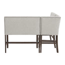 Seneca Counter 3PC Corner Bench with Grey Fabric in Brown