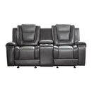 9470GY-2 - Double Glider Reclining Love Seat with Center Console - Michael's Discount Furniture