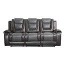 9470GY-3 - Double Reclining Sofa with Center Drop-Down Cup Holders - Michael's Discount Furniture