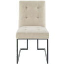Privy Black Stainless Steel Upholstered Fabric Dining Chair