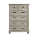 Farmington 5-Drawer Chest in Medium Brown and Washed Stone