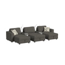Options One 8PC Living Room Set in Palmer Plus Ash with Media Console