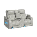 Prime Time P3 3PC Living Room Set with 7 Colors LED in Leather Gel Light Grey-Sofa, Loveseat & Recliner