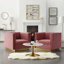Sanguine Vertical Channel Tufted Upholstered Performance Velvet Armchair Set of 2