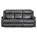 9990GY-3 - Double Lay Flat Reclining Sofa with Center Drop-Down Cup Holders - Michael's Discount Furniture