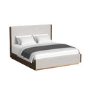 Brisbane UPH Bed with Boucle Beige and LED in Brown