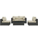 Sojourn 5 Piece Outdoor Patio Sunbrella� Sectional Set