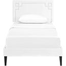 Ruthie Twin Vinyl Platform Bed with Squared Tapered Legs