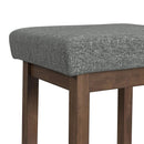Santa Barbara Kitchen Island & 2 Counter Stools with Dark Grey Fabric in Walnut