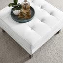 Loft Tufted Upholstered Faux Leather Ottoman