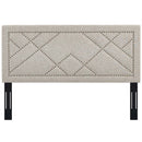 Reese Nailhead King and California King Upholstered Linen Fabric Headboard