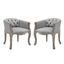 Crown Vintage French Upholstered Fabric Dining Armchair Set of 2