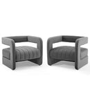 Range Tufted Performance Velvet Accent Armchair Set of 2