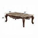 Latisha Marble & Antique Oak Coffee Table - Michael's Discount Furniture