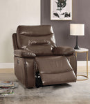 Aashi Brown Leather-Gel Match Recliner (Power Motion) - Michael's Discount Furniture