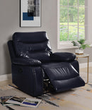 Aashi Navy Leather-Gel Match Recliner (Motion) - Michael's Discount Furniture