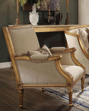 Acme Furniture Daesha Accent Chair in Tan Flannel & Antique Gold 50838 - Michael's Discount Furniture