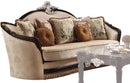 Acme Furniture Ernestine Loveseat with 6 Pillows in Tan and Black 52111 - Michael's Discount Furniture