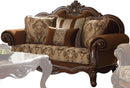 Acme Furniture Jardena Loveseat with 4 Pillows in Cherry Oak 50656 - Michael's Discount Furniture