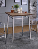 Acme Furniture Nadie Square Bar Table in Chrome and Oak 72595 - Michael's Discount Furniture