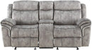 Acme Furniture Zubaida Motion Loveseat with Console in 2-Tone Gray Velvet 55026 - Michael's Discount Furniture