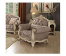 Acme Ragenardus Chair with 1 Pillow in Gray Fabric & Antique White 56022 - Michael's Discount Furniture